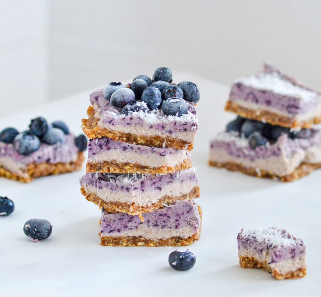 No Bake Vegan Frozen Blueberry Bars 