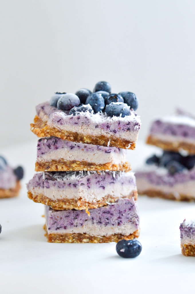 No Bake Vegan Frozen Blueberry Bars 