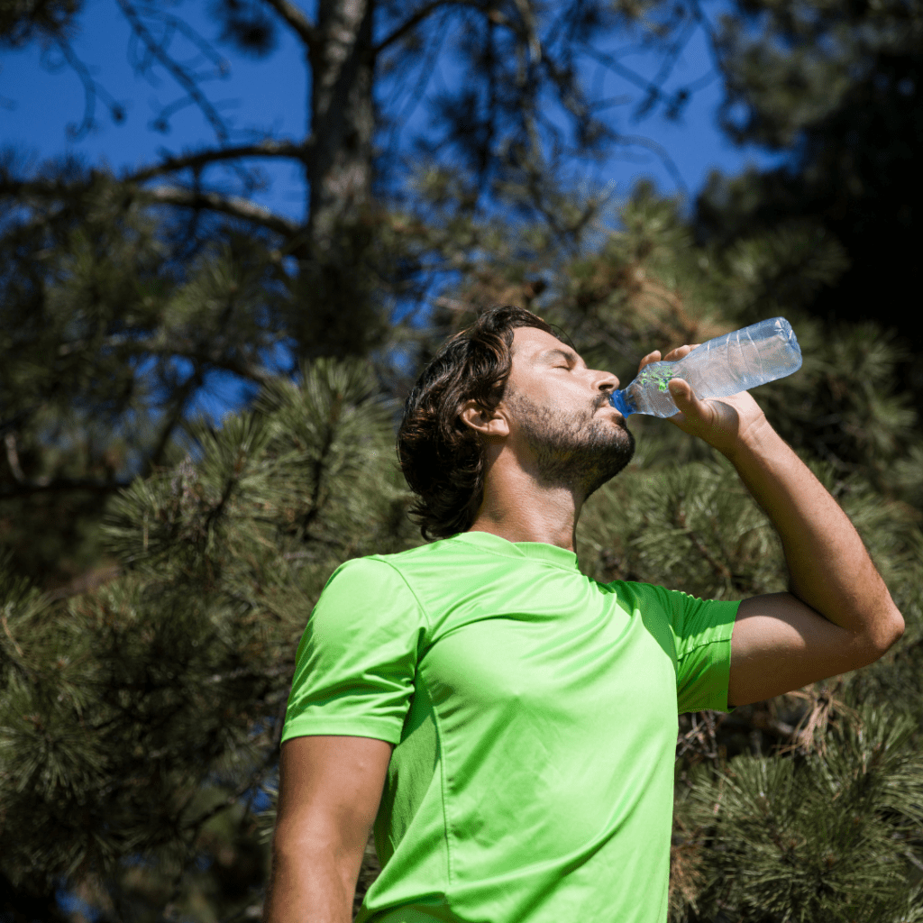 man drinking water
