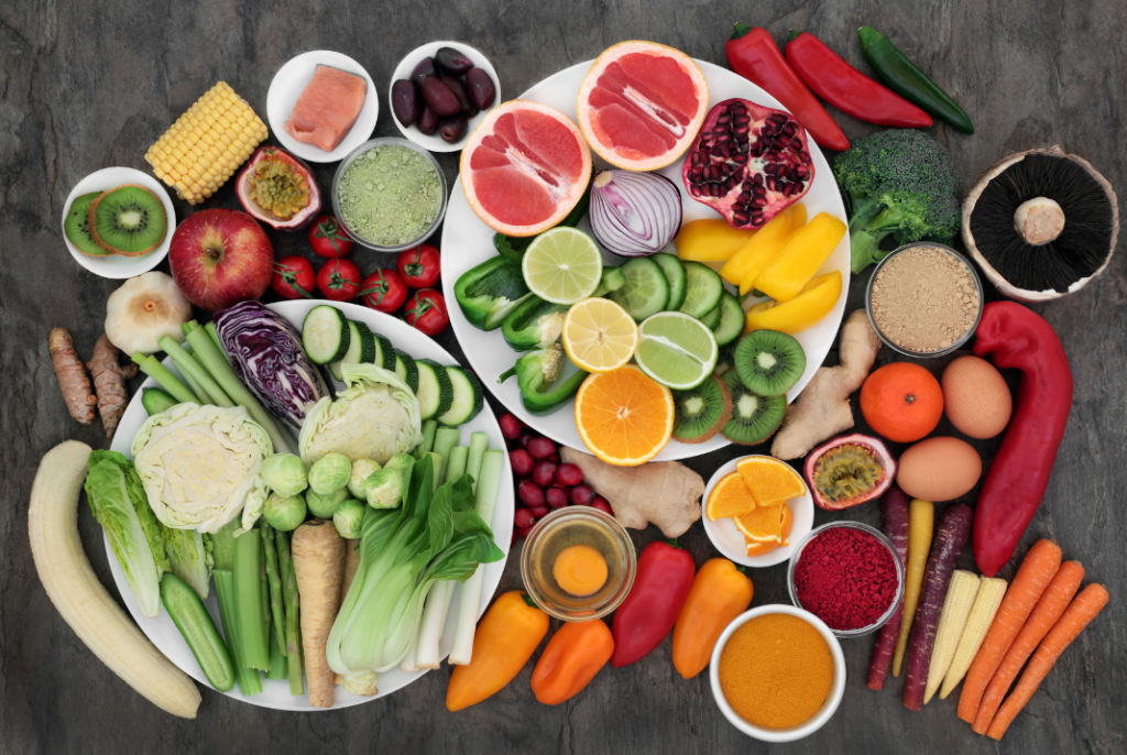 colorful fruits and vegetables 
